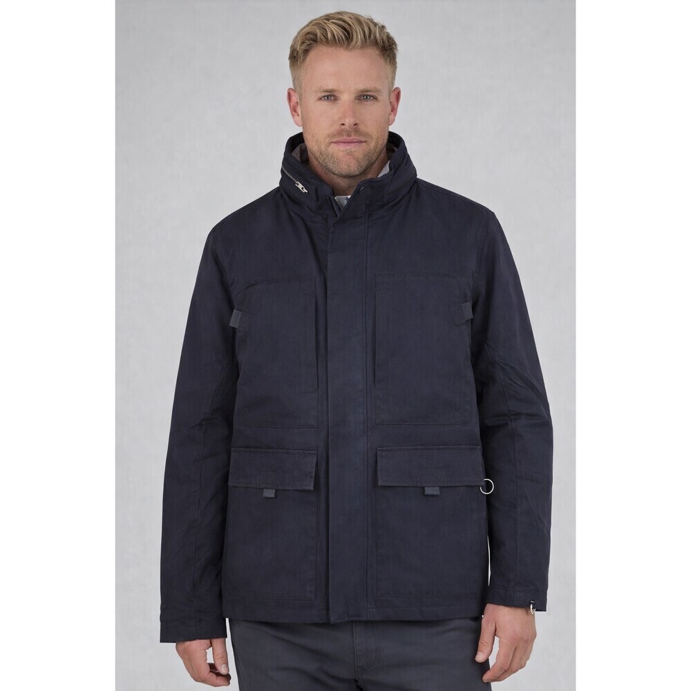 Indigo Star Men's Nylon Field Button Up Jacket with packable hood small CR70 NWT